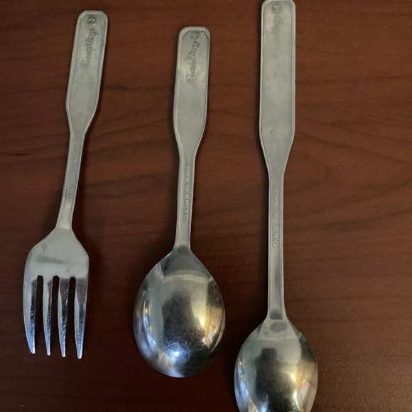 Vtg Sanitoy Stainless Steel Korea Baby Fork Spoons - Picture 2 of 2